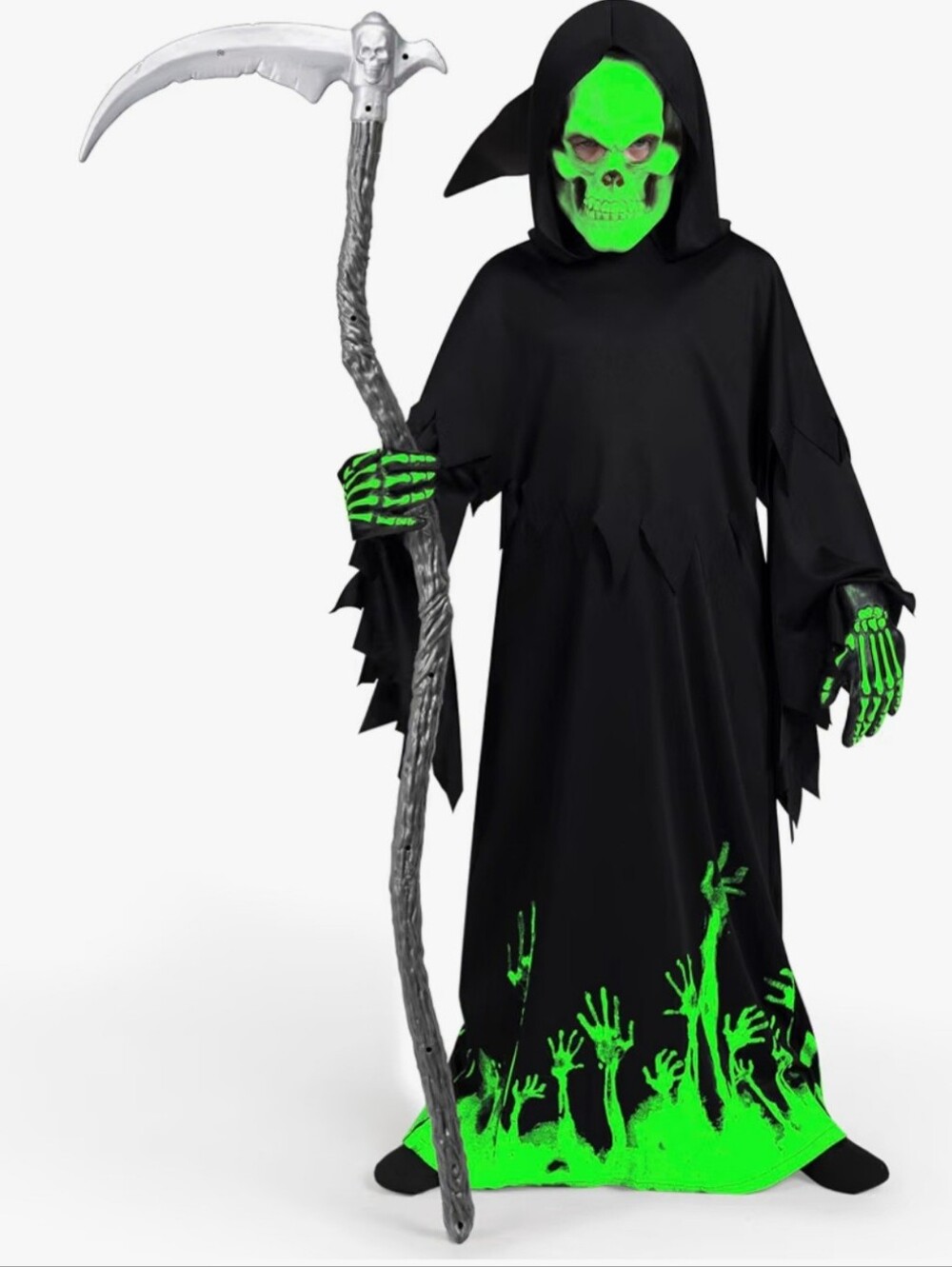 Spooktacular Creations Kids Grim Reaper Glow-in-the-Dark Deluxe Phantom Costume